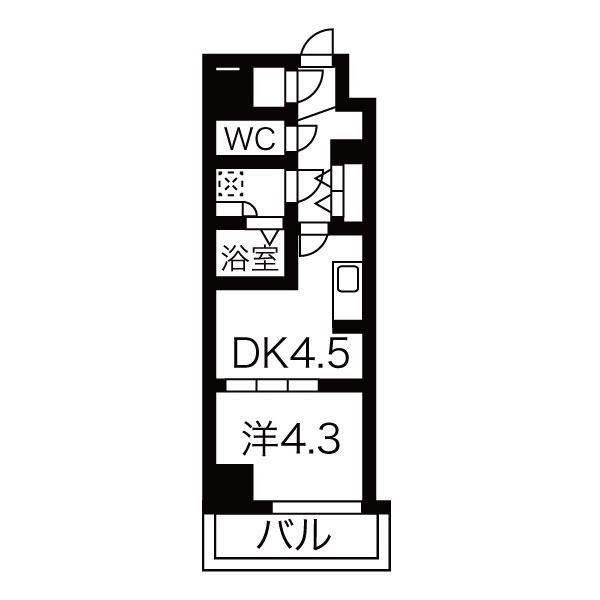 ルネサンスコート築地(1DK/10階)の間取り写真