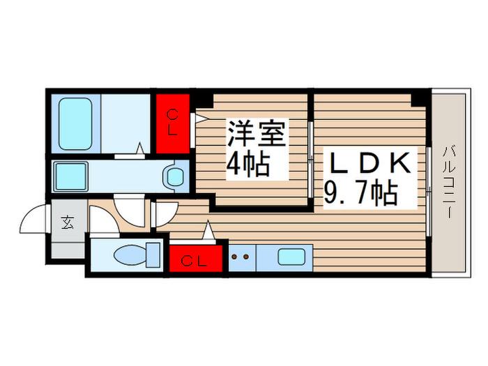 アリエスSOGA(1LDK/4階)の間取り写真