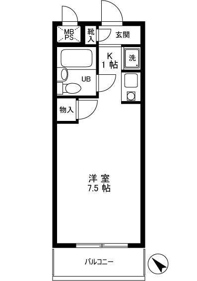 トップ北綾瀬NO1(1K/5階)の間取り写真