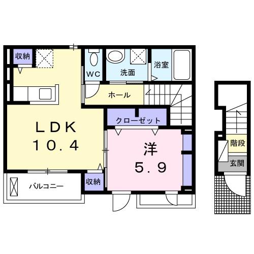 コリーヌ春日A(1LDK/2階)の間取り写真