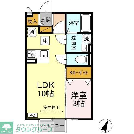 マウンテンスクエア(1LDK/1階)の間取り写真