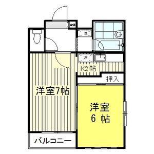 プランドビル木町(2K/1階)の間取り写真