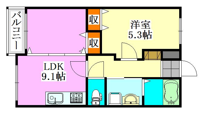 フローリッシュ津田沼II(1LDK/2階)の間取り写真