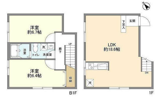 ランドパレス 武蔵小山(2LDK/1階)の間取り写真
