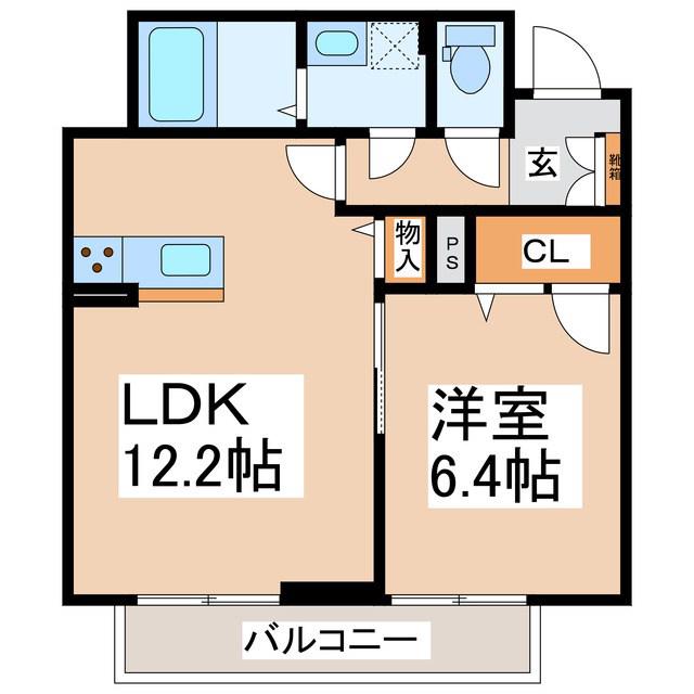 レシエルR棟(1LDK/2階)の間取り写真