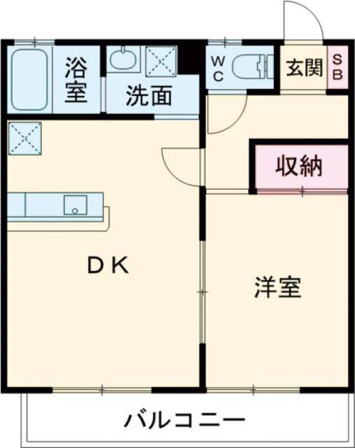 アムールLIVELY常磐(1LDK/1階)の間取り写真