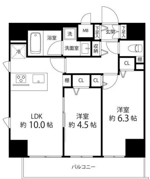 SAION町屋(2LDK/4階)の間取り写真