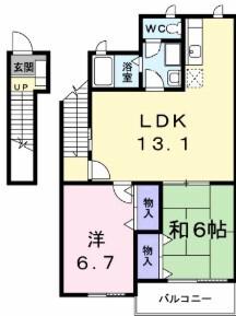 パピリオ初瀬(2LDK/2階)の間取り写真