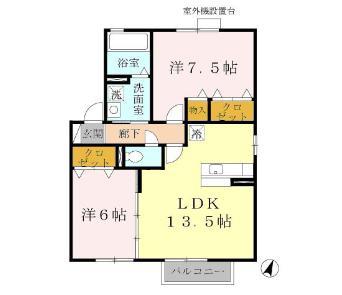 ウィルモア垂水(2LDK/2階)の間取り写真