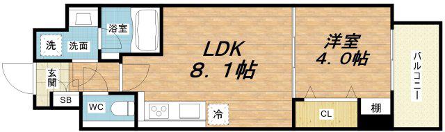 グランディア梅田ノース(1LDK/6階)の間取り写真