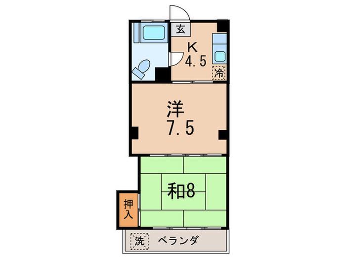 マンション美和(2K/2階)の間取り写真