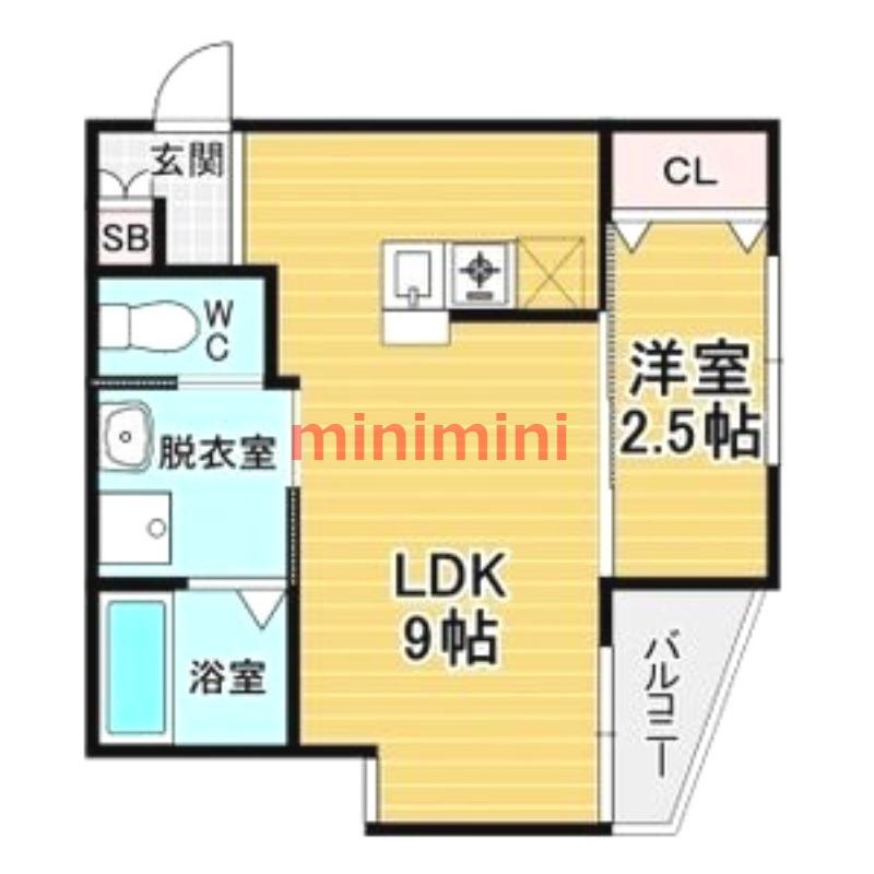 リアコート関大前II(1LDK/3階)の間取り写真