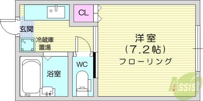 ページェントハウス(1K/1階)の間取り写真