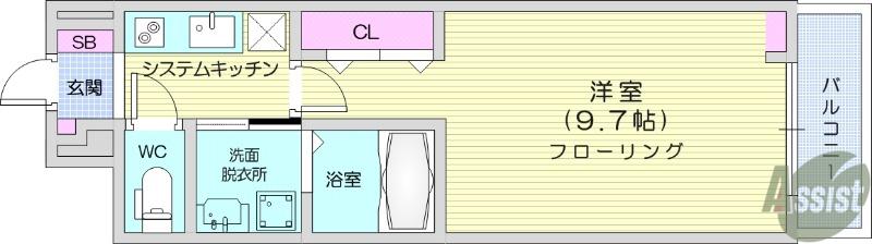 フェリシア南小泉(1K/2階)の間取り写真