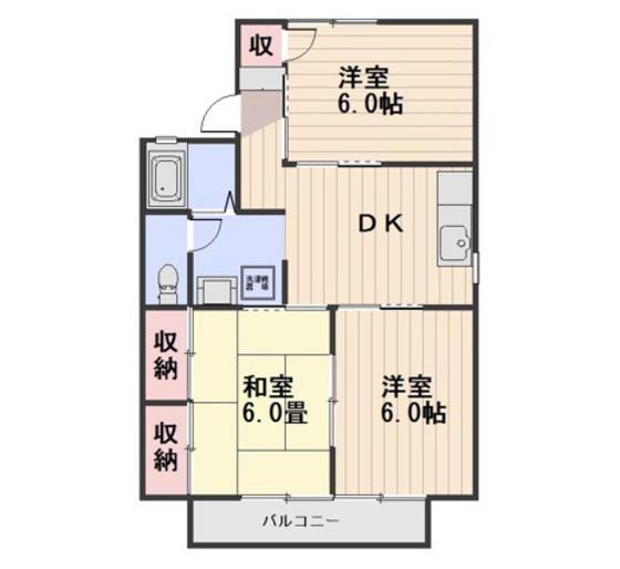 ゼフィール芳泉B棟(3DK/2階)の間取り写真