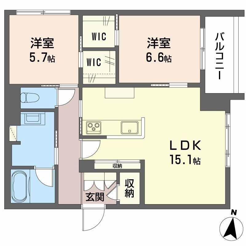 ALBEMARLE上杉(2LDK/2階)の間取り写真