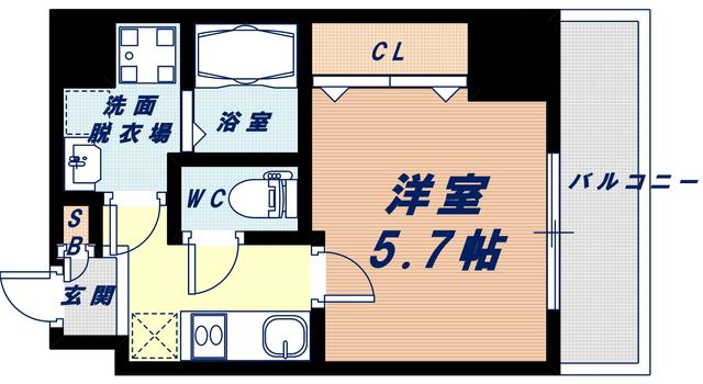 BLUE西長堀(1K/8階)の間取り写真