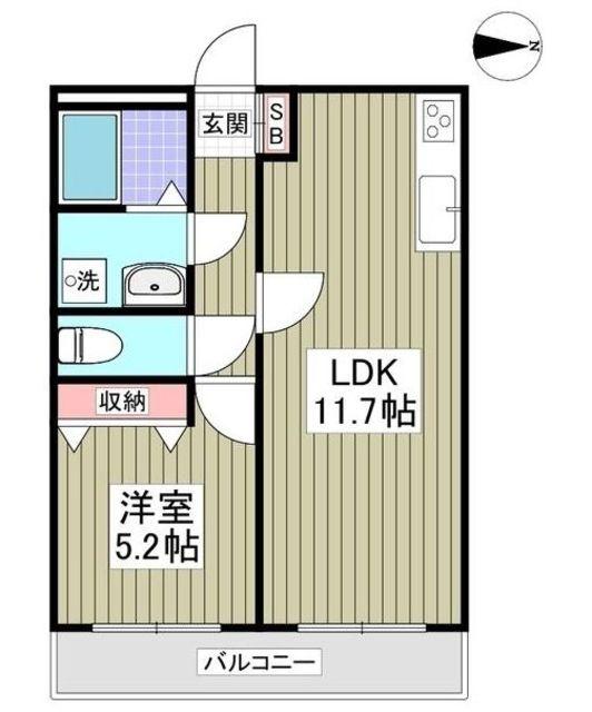 リブレス金町東水元(1LDK/1階)の間取り写真