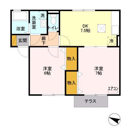 セジュール西堀I(2DK/1階)の間取り写真