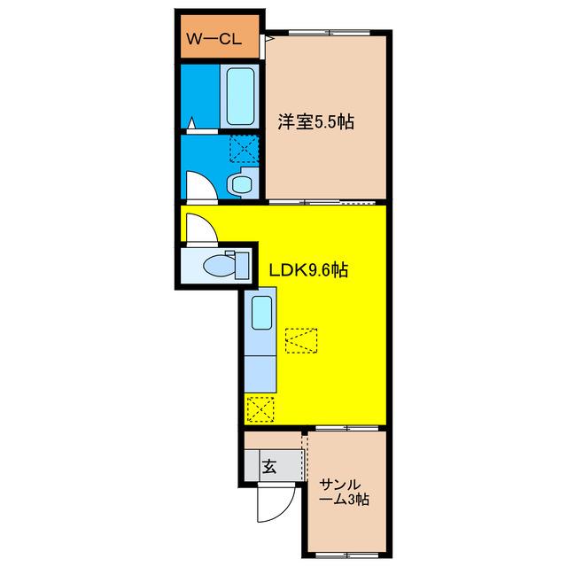 シュライン(1LDK/1階)の間取り写真