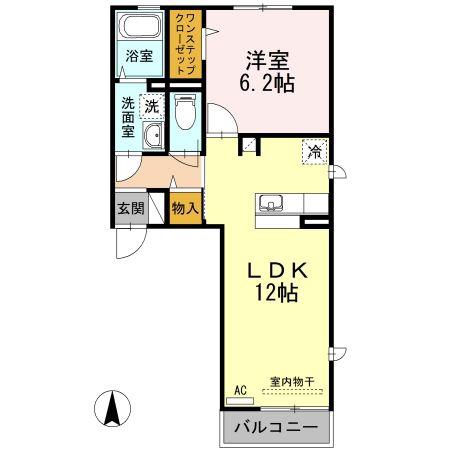 グレイス色葉(1LDK/2階)の間取り写真