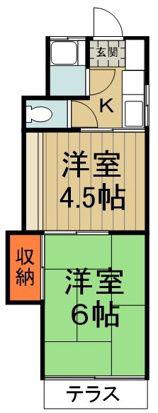 カメリヤハウス(2K/1階)の間取り写真