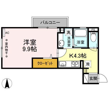 セントバーバラ国立(1K/2階)の間取り写真