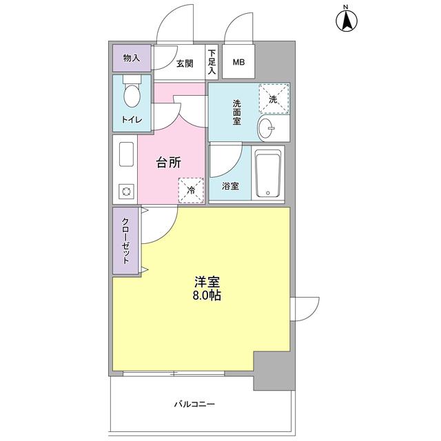 セレーノ品川(1K/4階)の間取り写真