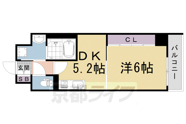 サイプレス太子道(1DK/4階)の間取り写真