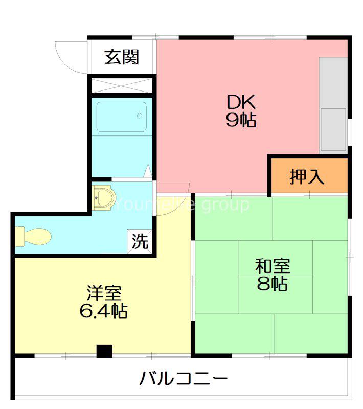 レイフローラルIV(2DK/3階)の間取り写真