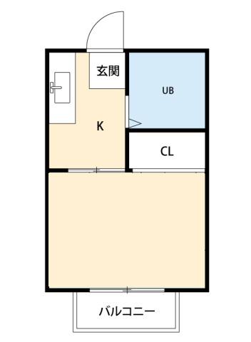 東陽ハイツ(1K/1階)の間取り写真