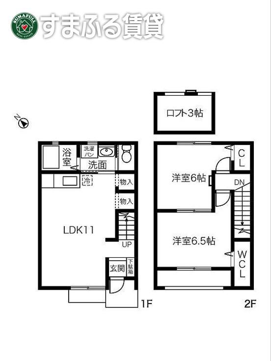 名鉄西尾線 福地駅 徒歩53分 2階建 築19年(2LDK/1階)の間取り写真