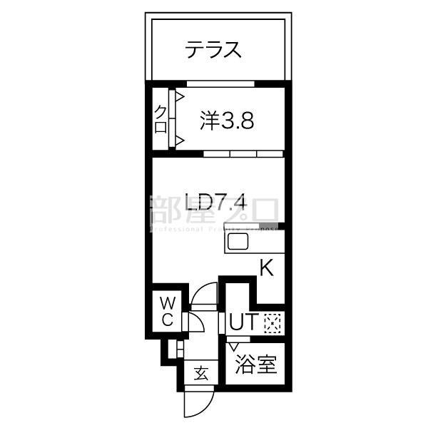 アルファスクエア福住2条(1LDK/1階)の間取り写真