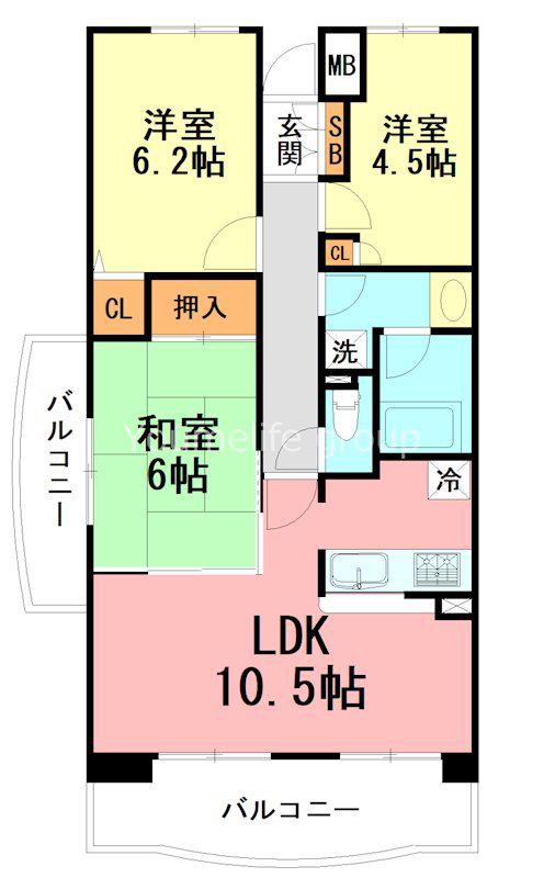 グランドビュー茅ヶ崎(3LDK/5階)の間取り写真