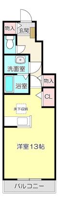 アセット(ワンルーム/1階)の間取り写真