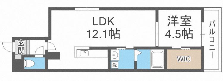 ルーチェ千歳本町(1LDK/4階)の間取り写真