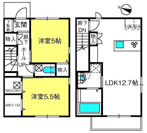 豆柴荘(2LDK/1階)の間取り写真