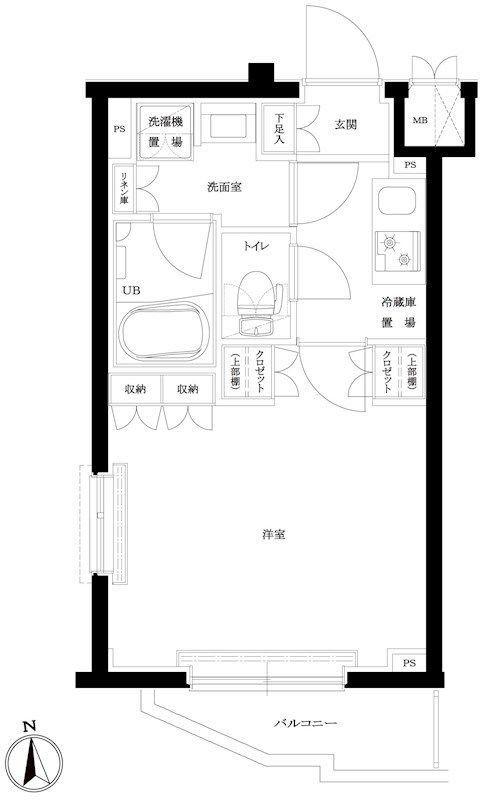 ルーブル川崎宮前平(1K/4階)の間取り写真