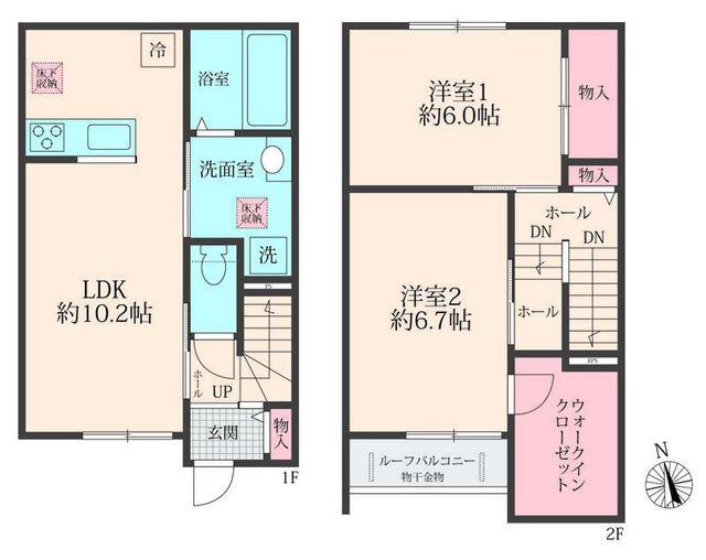 BLOOM COURT(2LDK/2階)の間取り写真