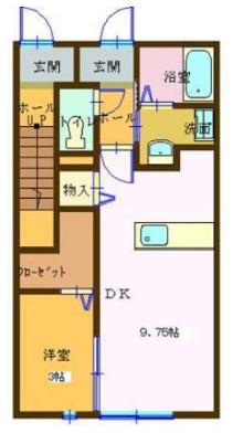 クレセント(1DK/1階)の間取り写真