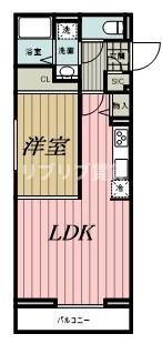 D-ROOM汐見丘α(1LDK/2階)の間取り写真