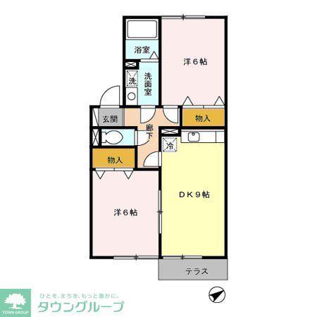 セジュール浅羽野(2DK/1階)の間取り写真