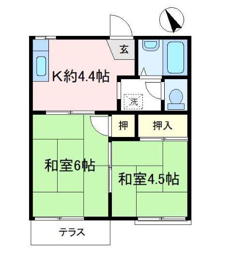 カーサマローネB(2K/1階)の間取り写真