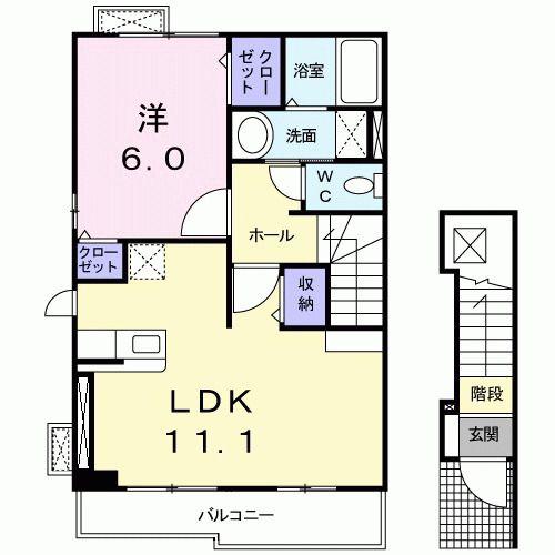 ソレイユ・GEN IV(1LDK/2階)の間取り写真