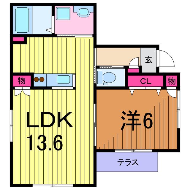 アベニュー(1LDK/1階)の間取り写真