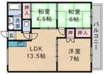 サンファーストウエダ(3DK/2階)の間取り写真