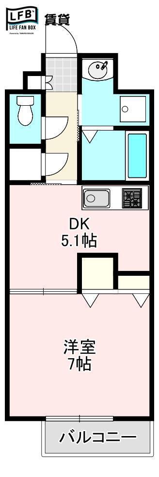 際波フォレストウインズ(1DK/5階)の間取り写真