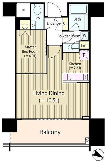 THE ROPPONGI TOKYO CLUB RESIDENCE(1LDK/13階)の間取り写真