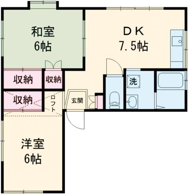 メゾンドルチェ(2DK/2階)の間取り写真