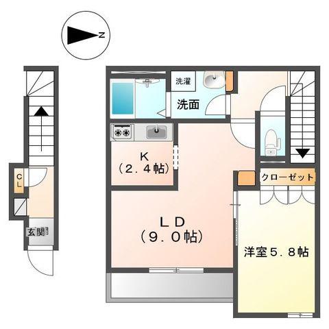FONTE(1LDK/2階)の間取り写真